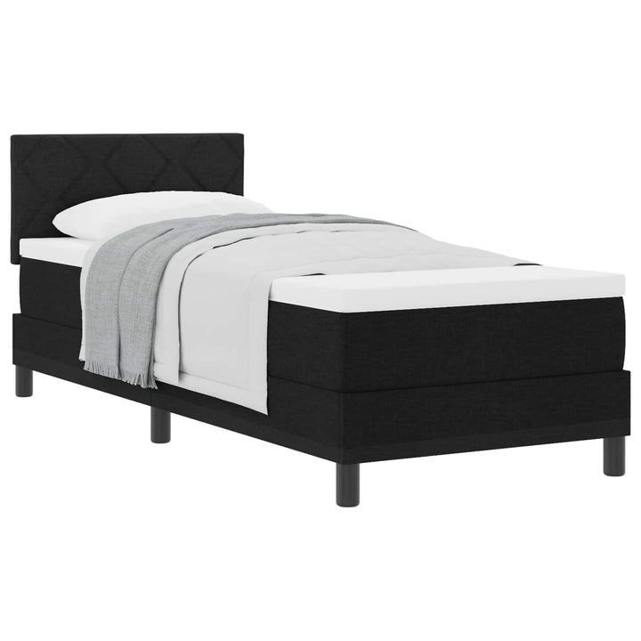 Box spring seng med hovedgærde Sort 80 x 200 cm Stof