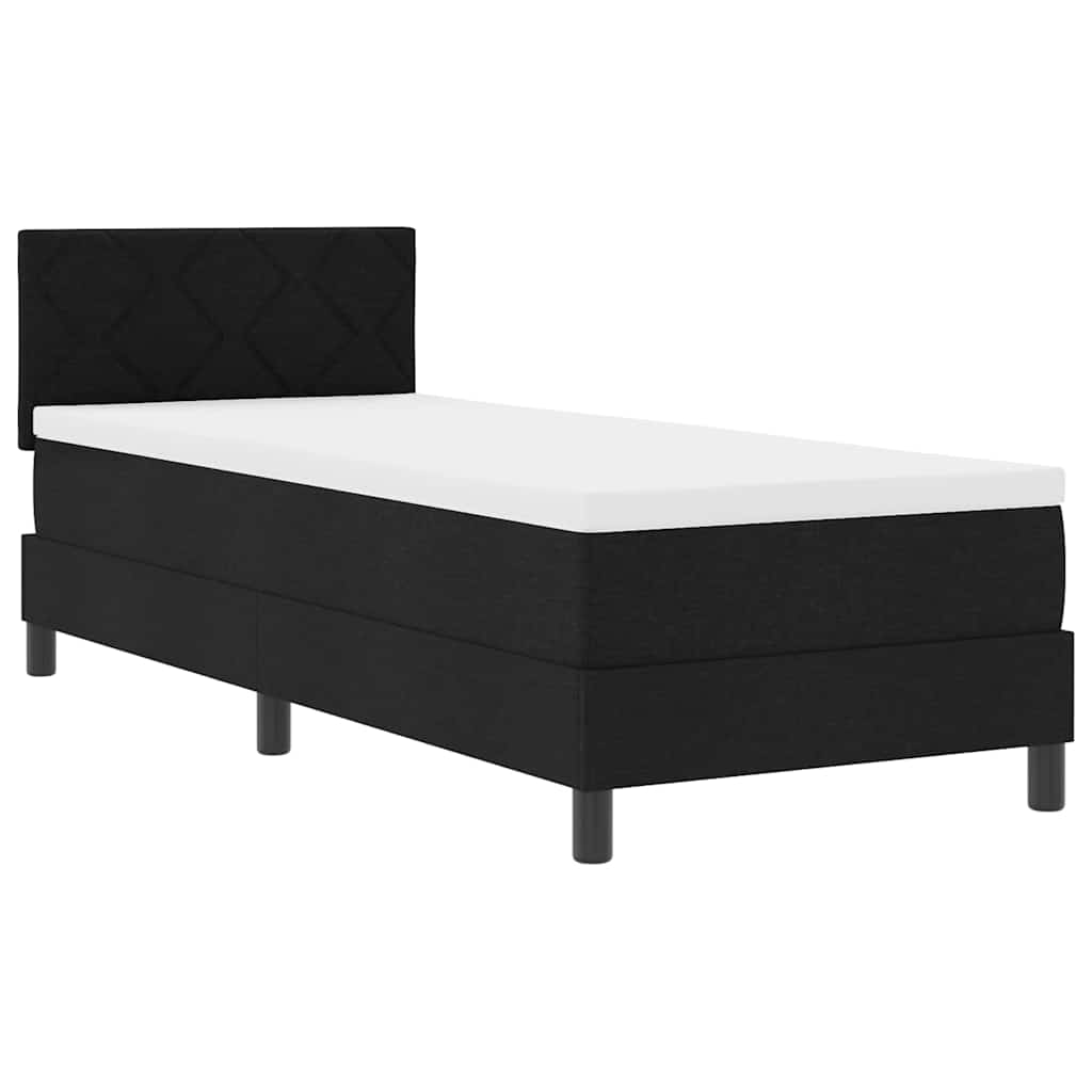 Box spring seng med hovedgærde Sort 80 x 200 cm Stof