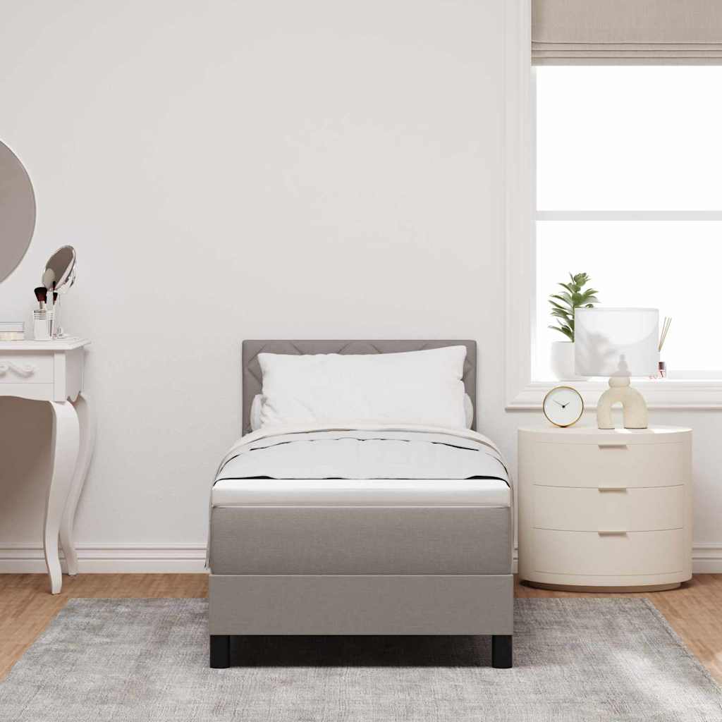 Box spring seng med hovedgærde Gråbrun 80 x 200 cm Stof