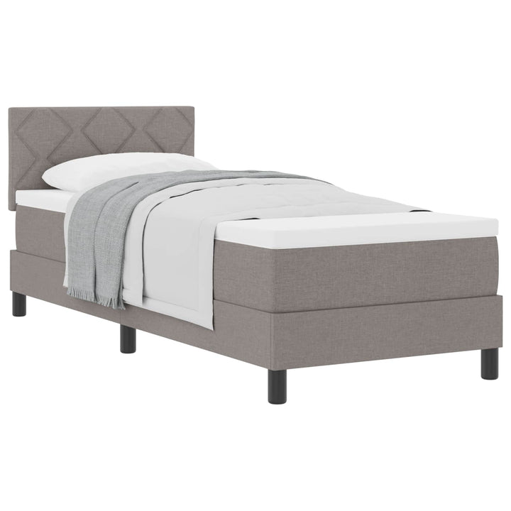 Box spring seng med hovedgærde Gråbrun 80 x 200 cm Stof
