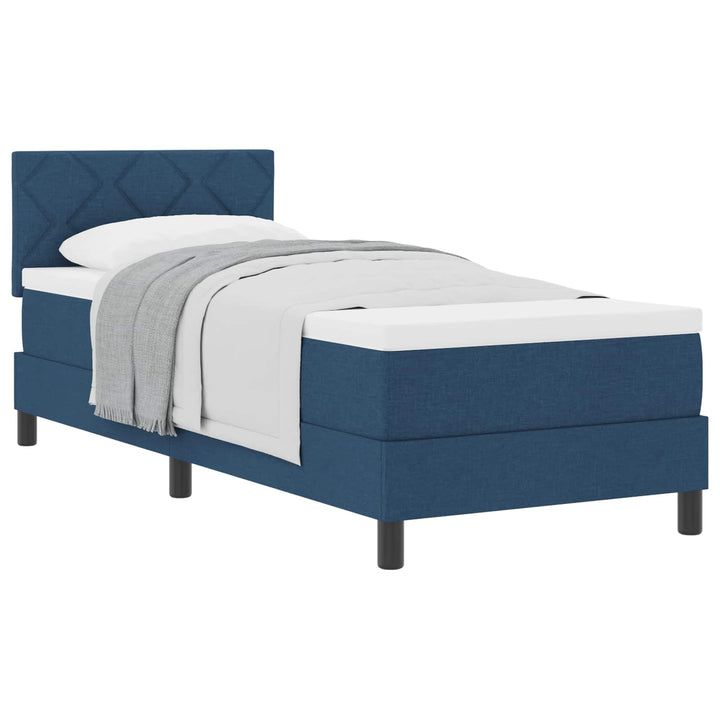 Box spring seng med madras med hovedgærde Blå 80 x 200 cm Stof