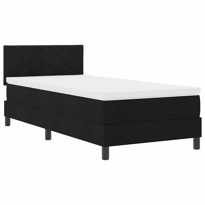 Box spring seng med hovedgærde Sort 90 x 190 cm Stof