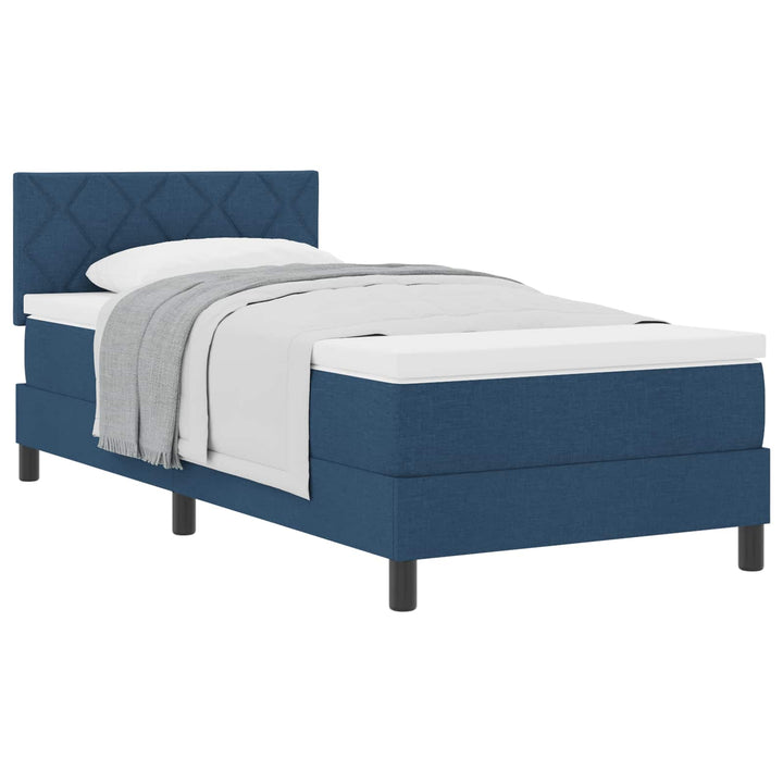 Box spring seng med madras med hovedgærde Blå 90 x 190 cm Stof