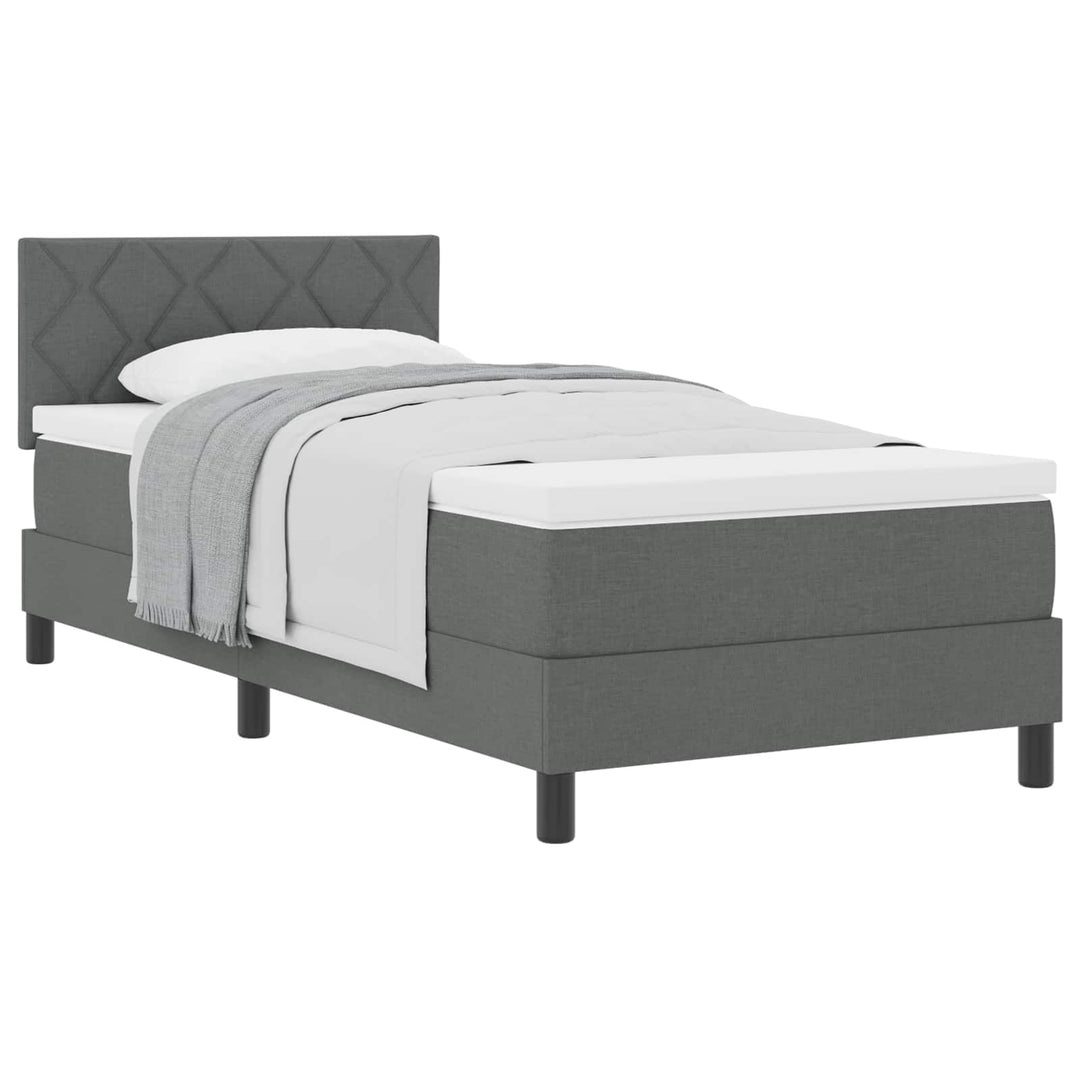 Box spring seng med hovedgærde Mørkegrå 90 x 200 cm Stof
