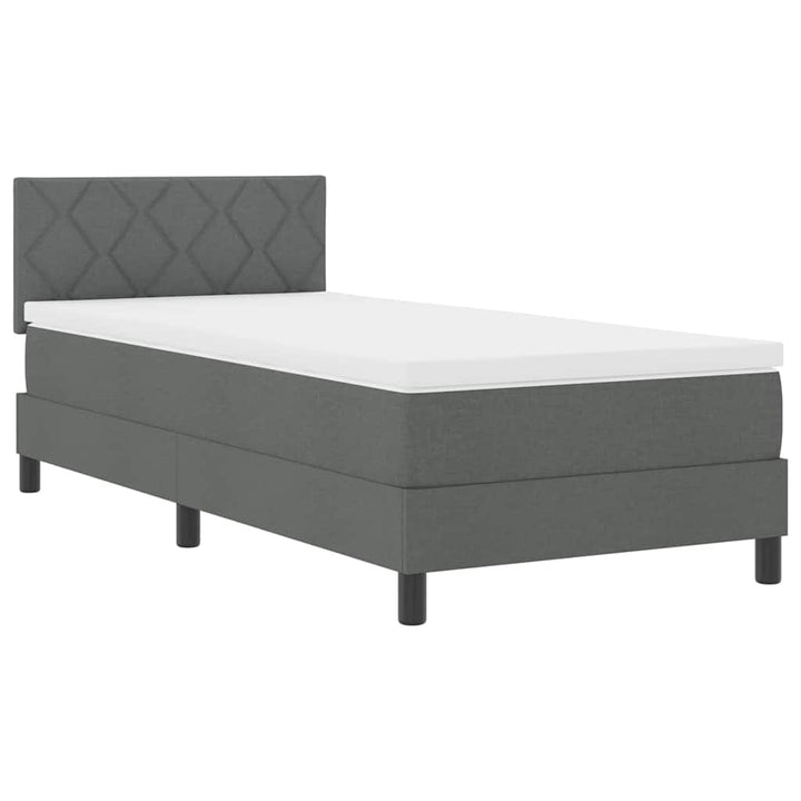 Box spring seng med hovedgærde Mørkegrå 90 x 200 cm Stof