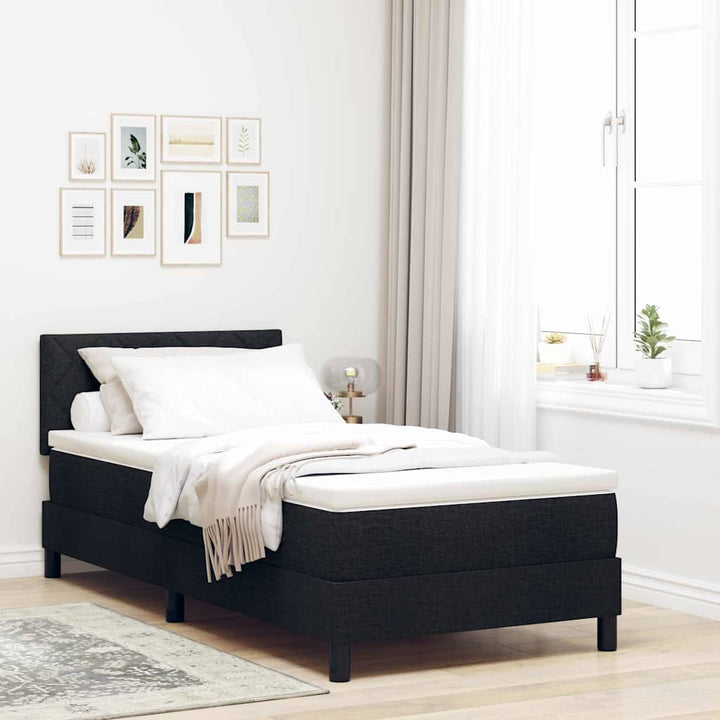 Box spring seng med hovedgærde Sort 90 x 200 cm Stof