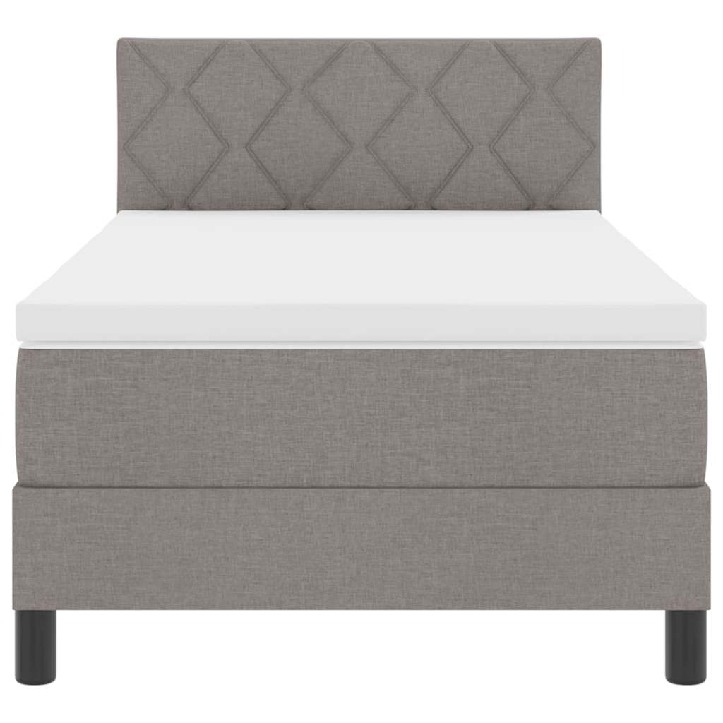 Box spring seng med hovedgærde Gråbrun 90 x 200 cm Stof