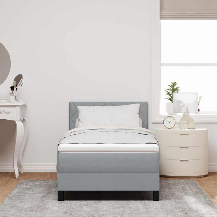 Box spring seng med hovedgærde Lysegrå 100 x 200 cm Stof