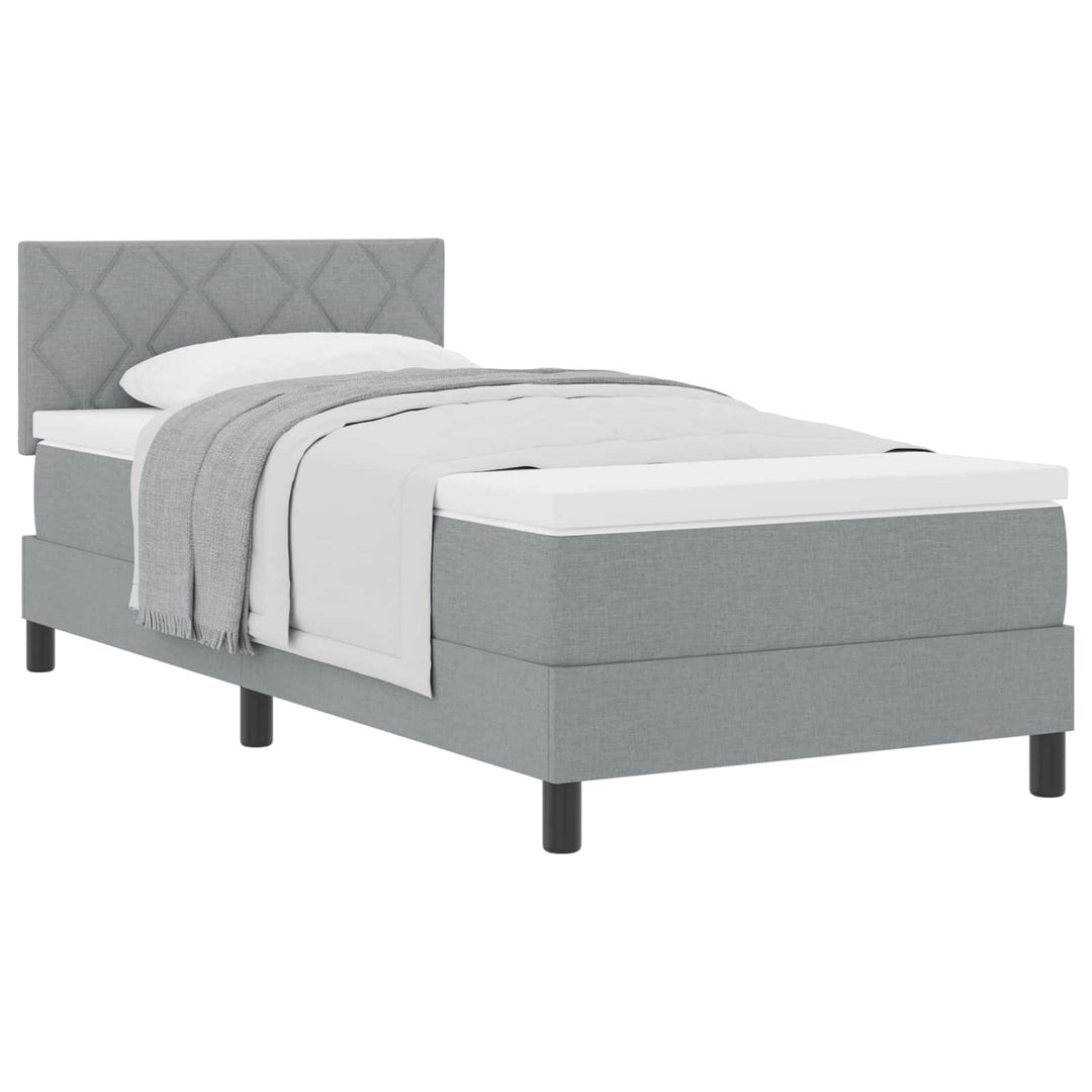 Box spring seng med hovedgærde Lysegrå 100 x 200 cm Stof