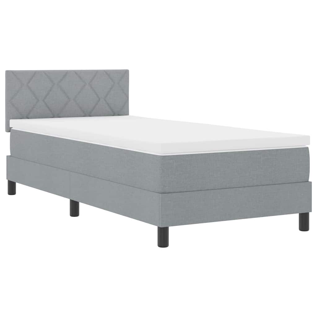Box spring seng med hovedgærde Lysegrå 100 x 200 cm Stof