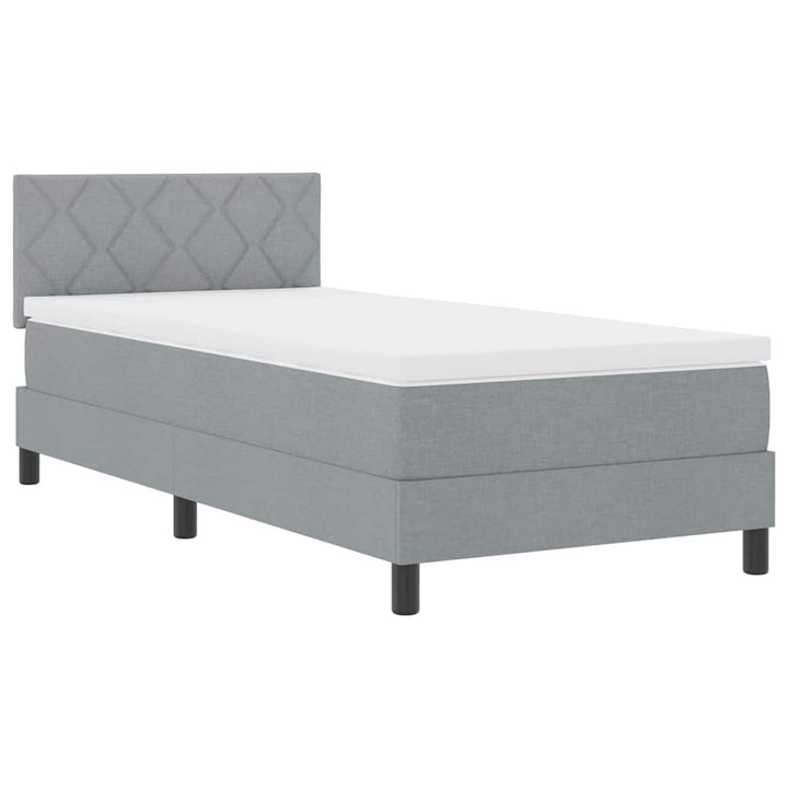 Box spring seng med hovedgærde Lysegrå 100 x 200 cm Stof
