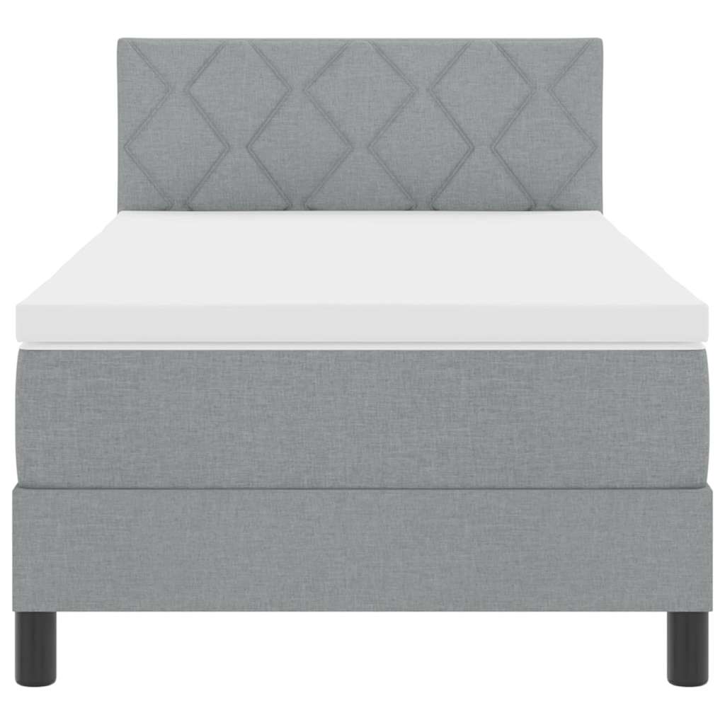 Box spring seng med hovedgærde Lysegrå 100 x 200 cm Stof