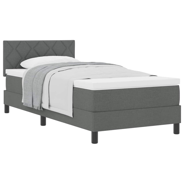 Box spring seng med hovedgærde Mørkegrå 100 x 200 cm Stof