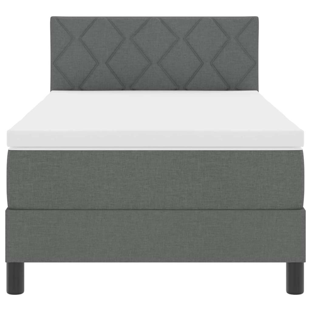Box spring seng med hovedgærde Mørkegrå 100 x 200 cm Stof