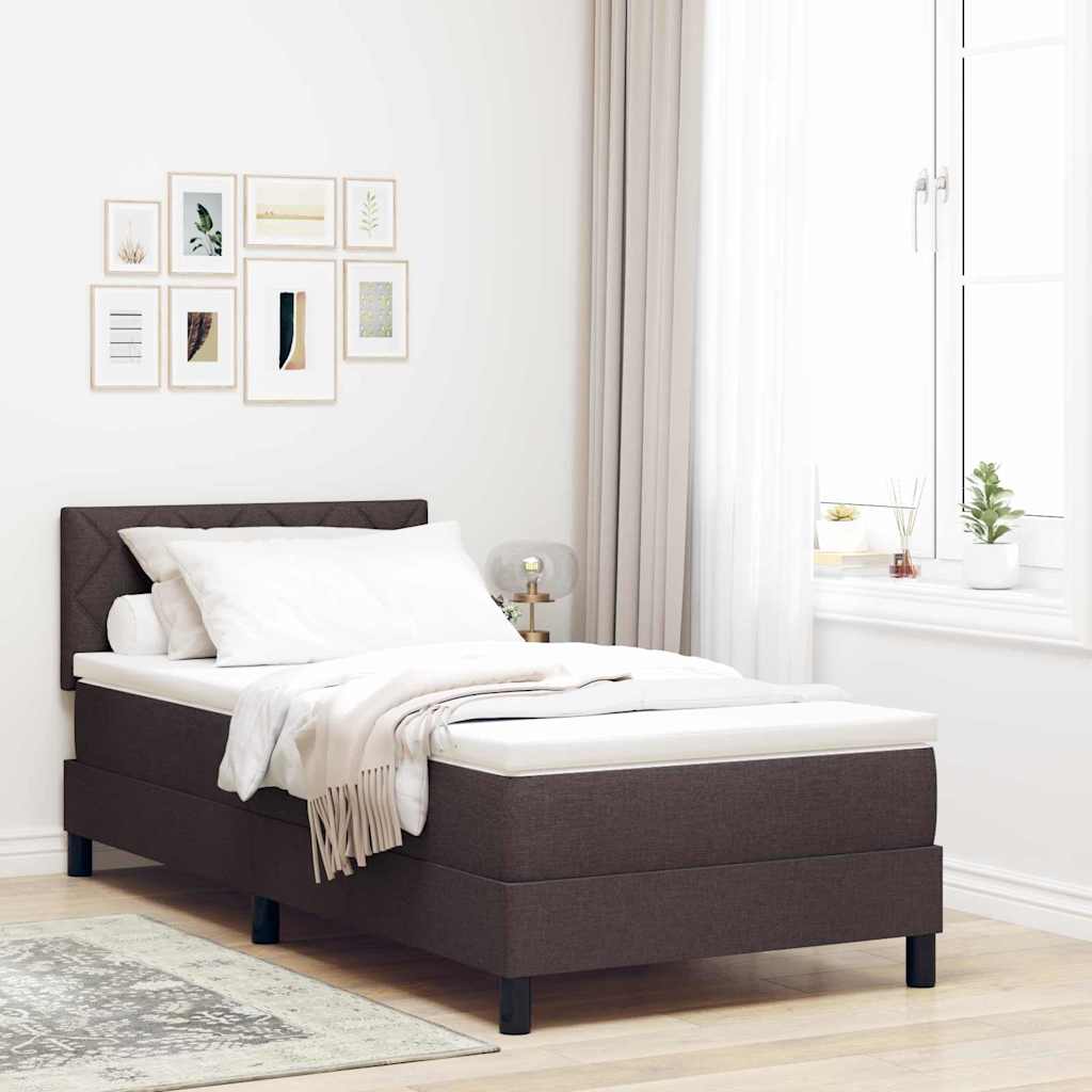 Box spring seng med hovedgærde Mørk Brun 100 x 200 cm Stof