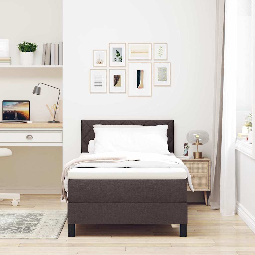 Box spring seng med hovedgærde Mørk Brun 100 x 200 cm Stof