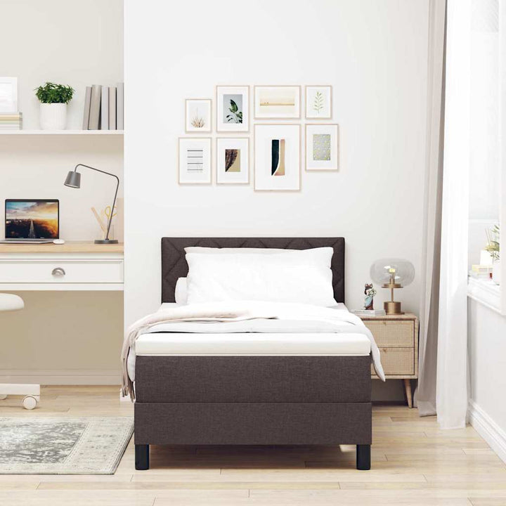 Box spring seng med hovedgærde Mørk Brun 100 x 200 cm Stof