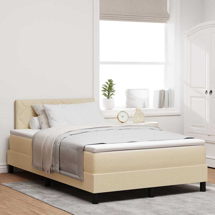 Box spring seng med pude med hovedgærde Creme 120 x 190 cm Stof