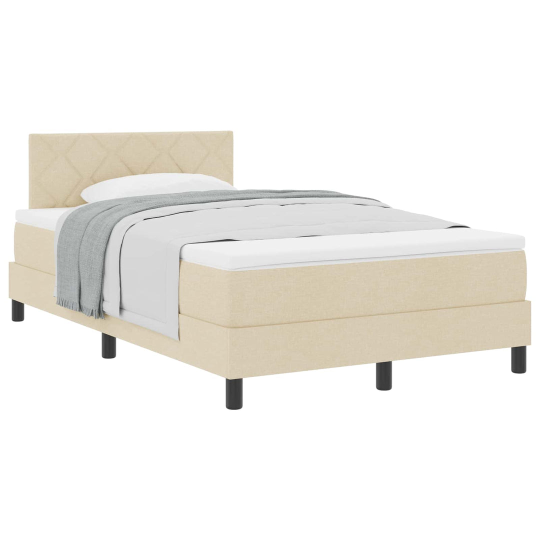 Box spring seng med pude med hovedgærde Creme 120 x 190 cm Stof