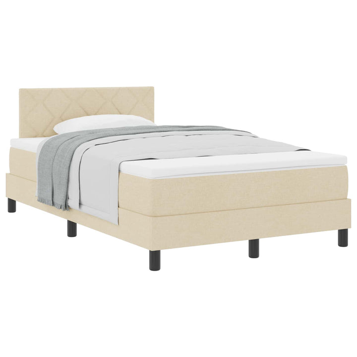 Box spring seng med pude med hovedgærde Creme 120 x 190 cm Stof