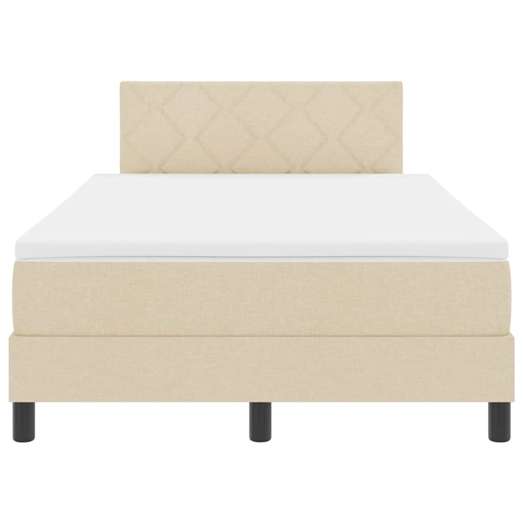 Box spring seng med pude med hovedgærde Creme 120 x 190 cm Stof