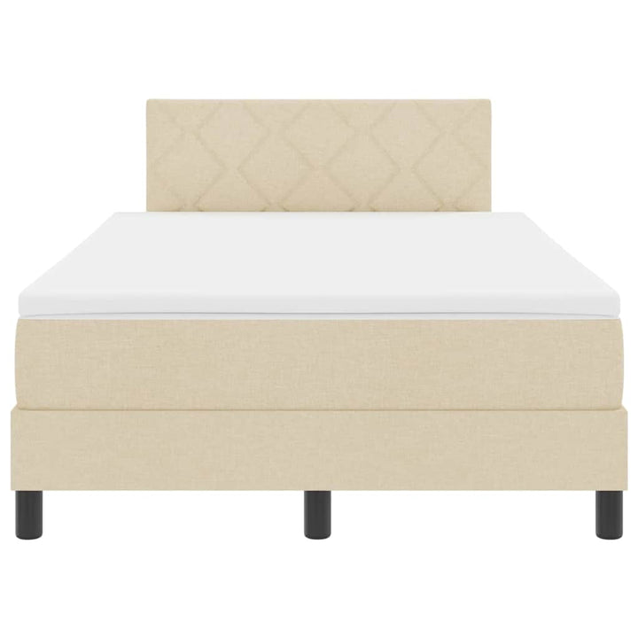 Box spring seng med pude med hovedgærde Creme 120 x 190 cm Stof