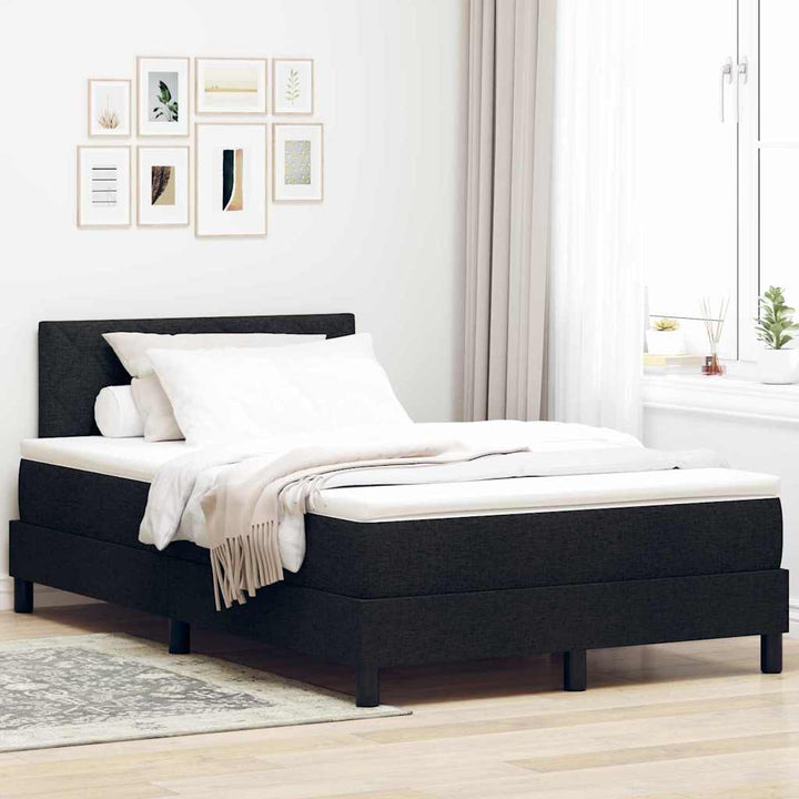 Box spring seng med pude med hovedgærde Sort 120 x 200 cm Stof