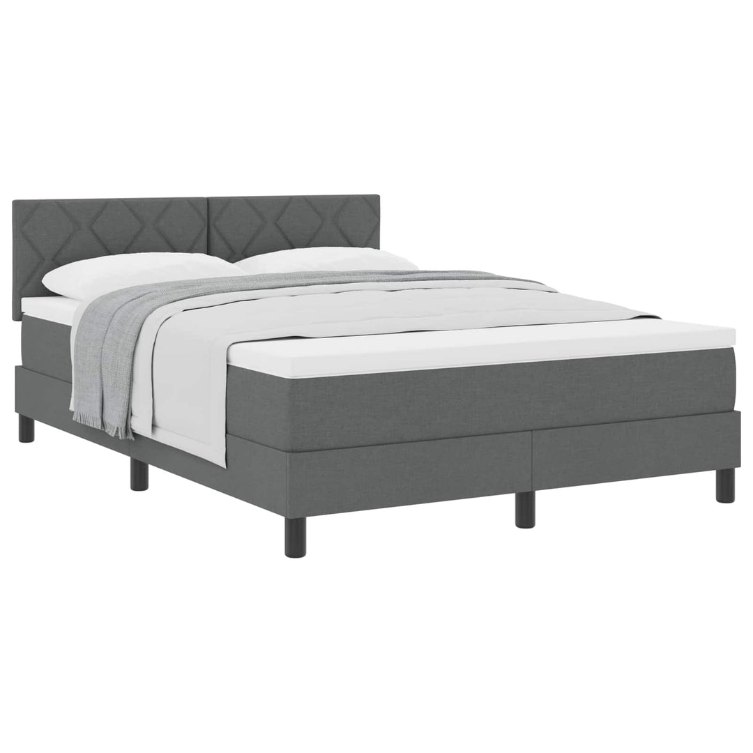 Box spring seng med hovedgærde Mørkegrå 140 x 190 cm Stof