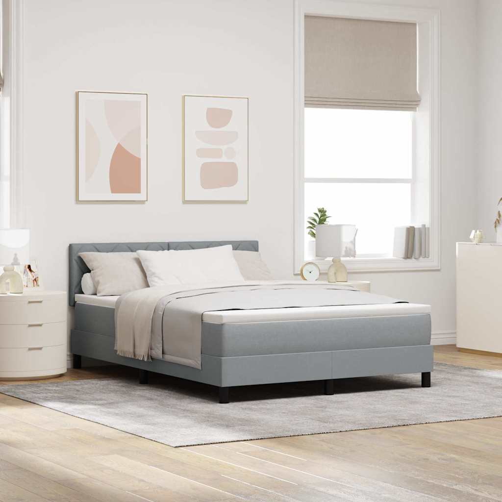 Box spring seng med hovedgærde Lysegrå 140 x 200 cm Stof