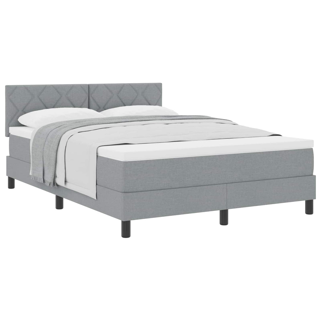 Box spring seng med hovedgærde Lysegrå 140 x 200 cm Stof