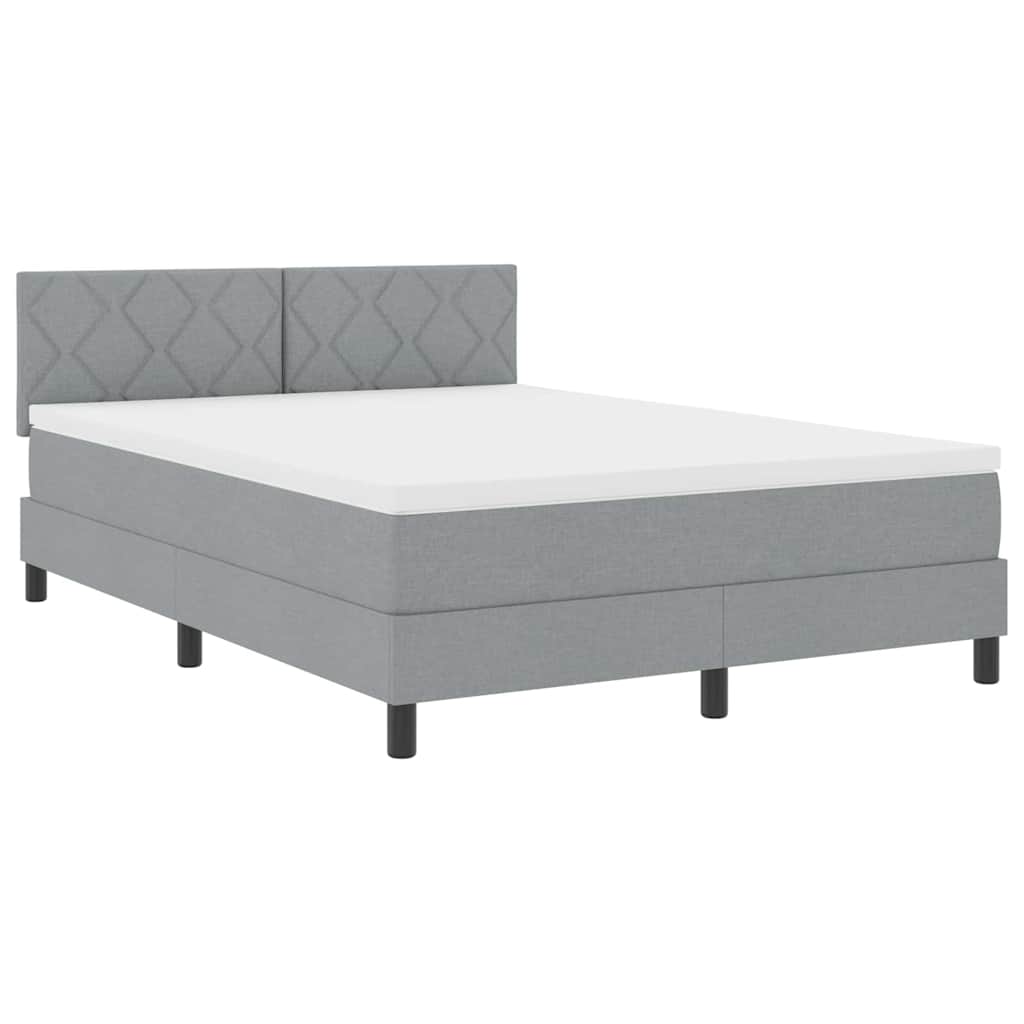 Box spring seng med hovedgærde Lysegrå 140 x 200 cm Stof