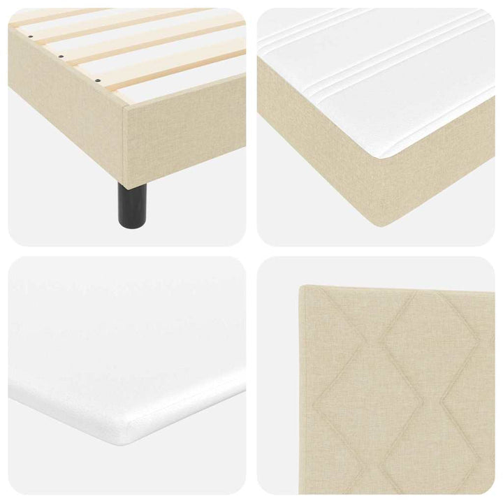 Box spring seng med pude med hovedgærde Creme 160 x 200 cm Stof