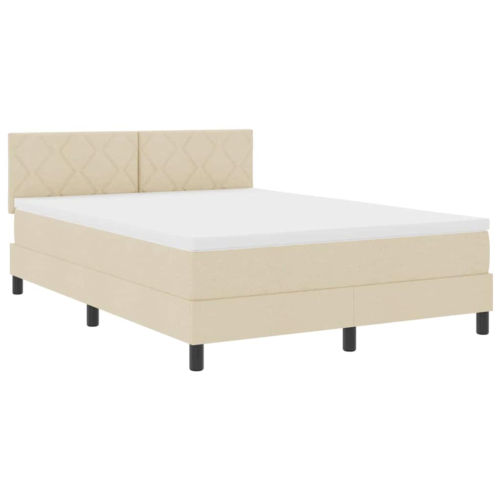 Box spring seng med pude med hovedgærde Creme 160 x 200 cm Stof