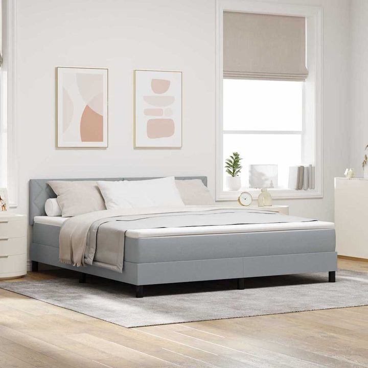 Box spring seng med hovedgærde Lysegrå 180 x 200 cm Stof
