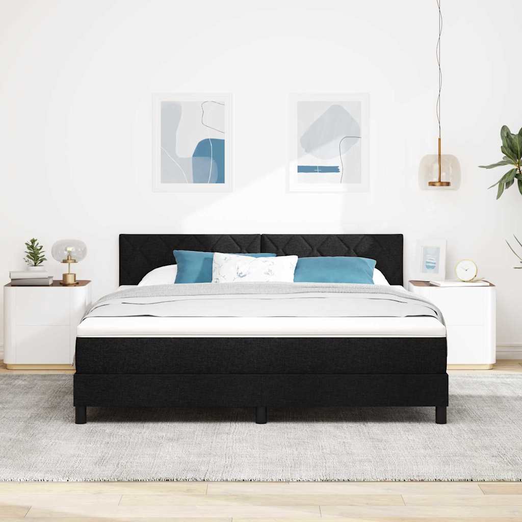 Box spring seng med hovedgærde Sort 180 x 200 cm Stof