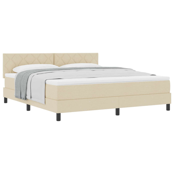 Box spring seng med pude med hovedgærde Creme 180 x 200 cm Stof