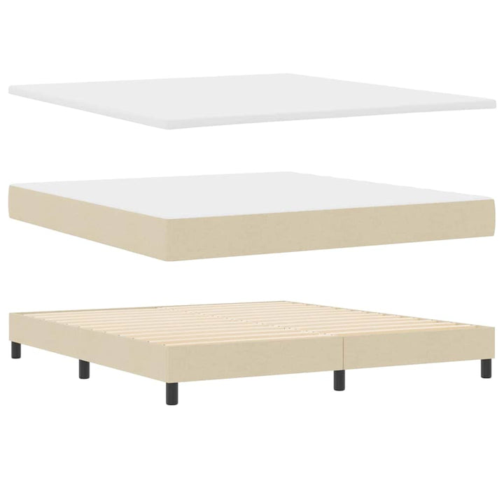 Box spring seng med pude med hovedgærde Creme 180 x 200 cm Stof