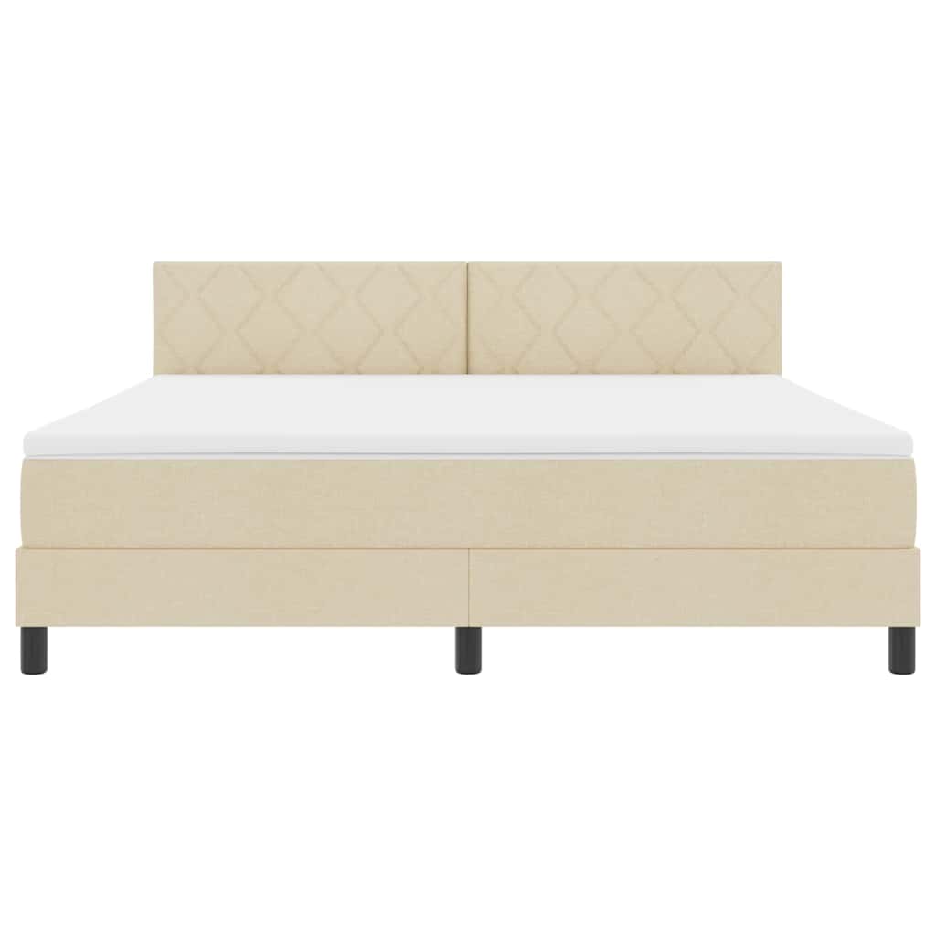 Box spring seng med pude med hovedgærde Creme 180 x 200 cm Stof