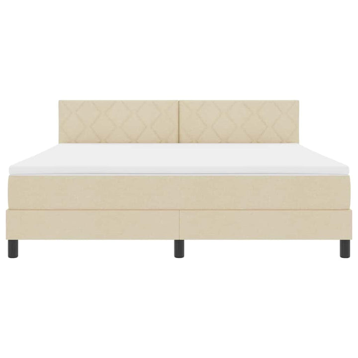 Box spring seng med pude med hovedgærde Creme 180 x 200 cm Stof