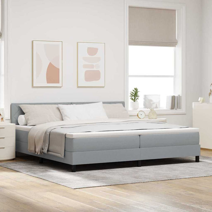 Box spring seng med pude Lysegrå 200 x 200 cm Stof