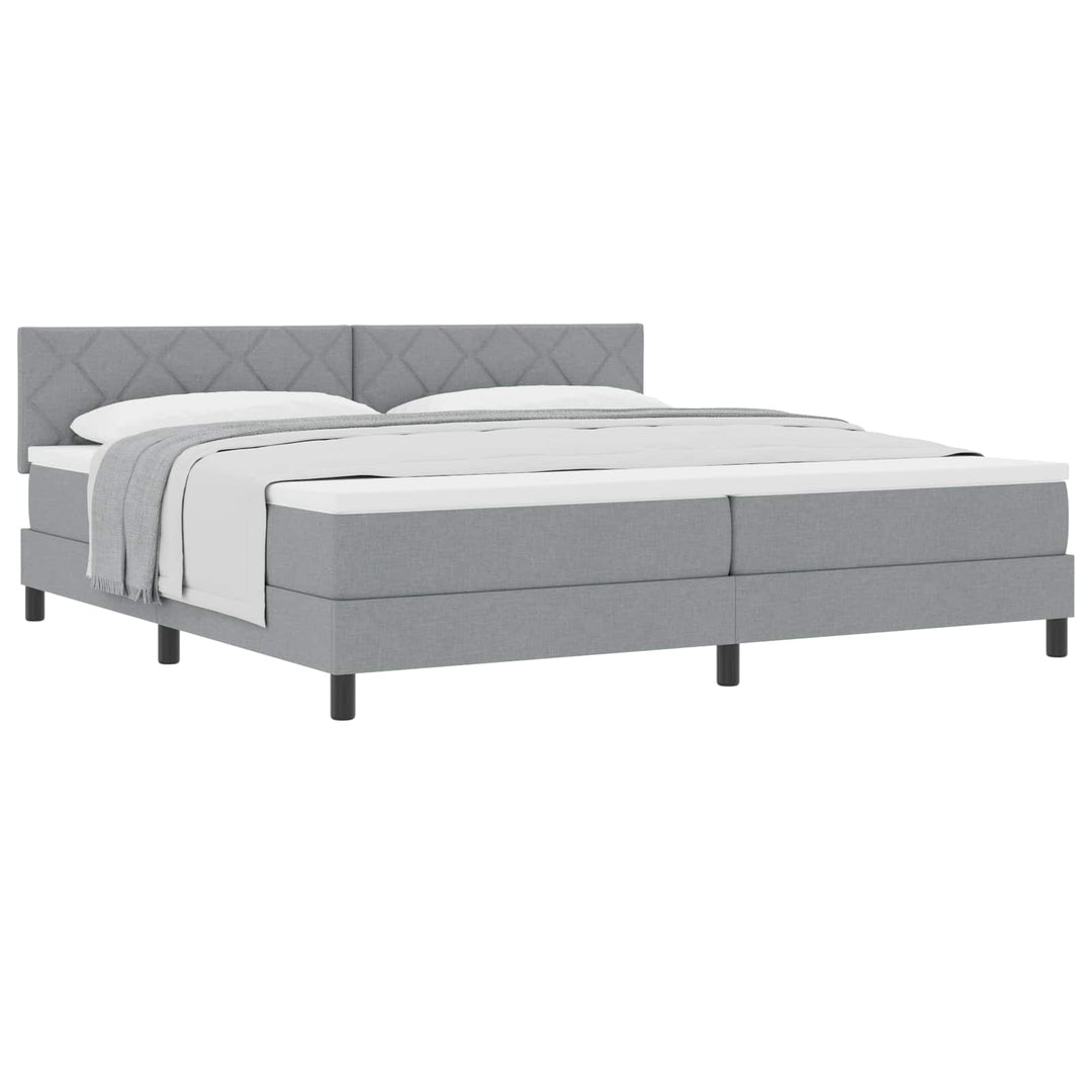 Box spring seng med pude Lysegrå 200 x 200 cm Stof