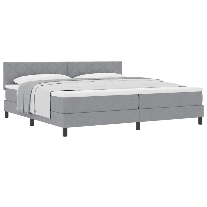 Box spring seng med pude Lysegrå 200 x 200 cm Stof