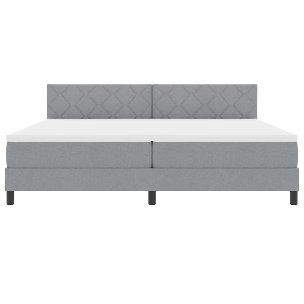 Box spring seng med pude Lysegrå 200 x 200 cm Stof