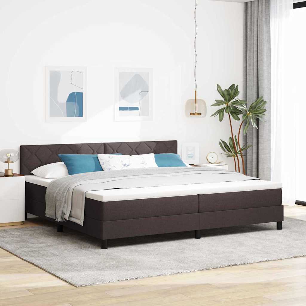 Box spring seng med hovedgærde Mørk Brun 200 x 200 cm Stof
