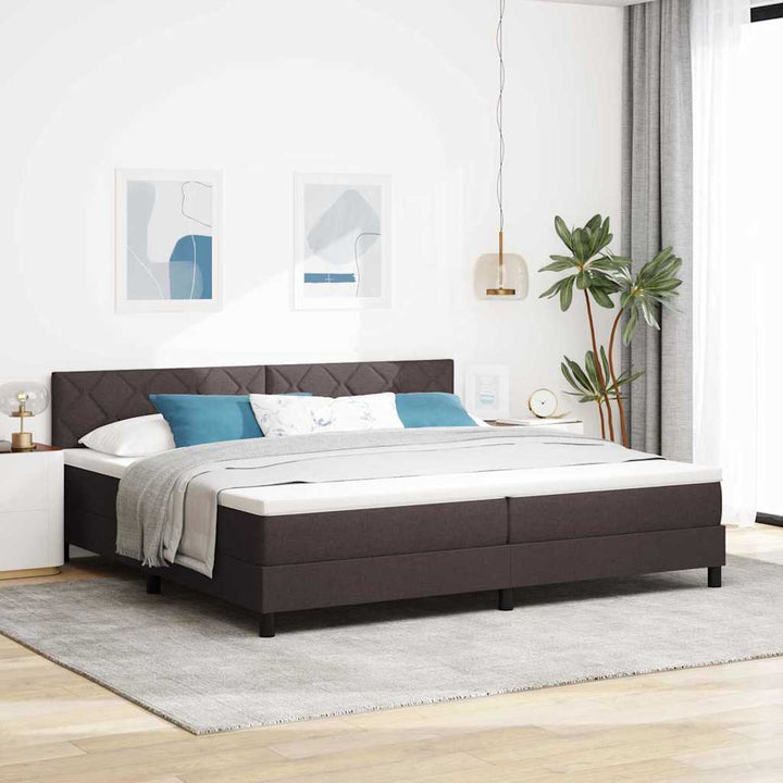 Box spring seng med hovedgærde Mørk Brun 200 x 200 cm Stof