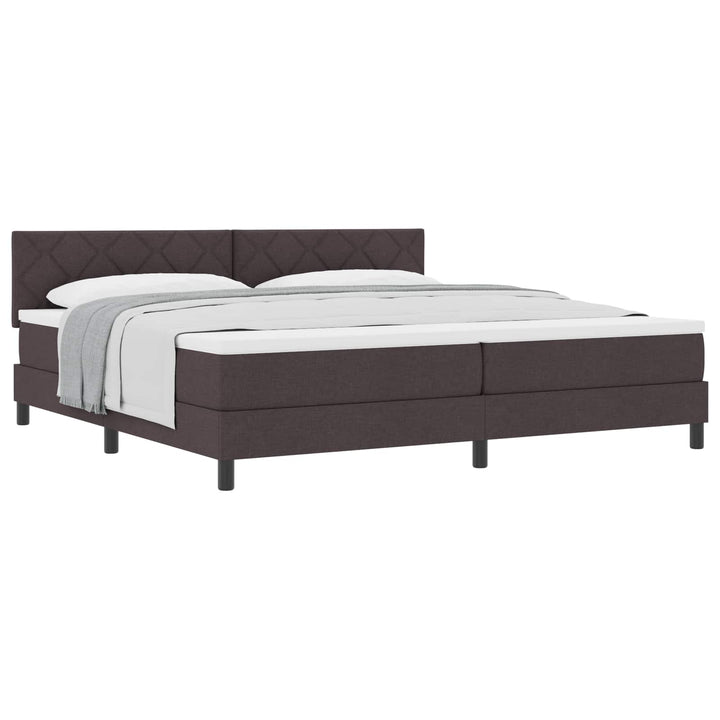 Box spring seng med hovedgærde Mørk Brun 200 x 200 cm Stof