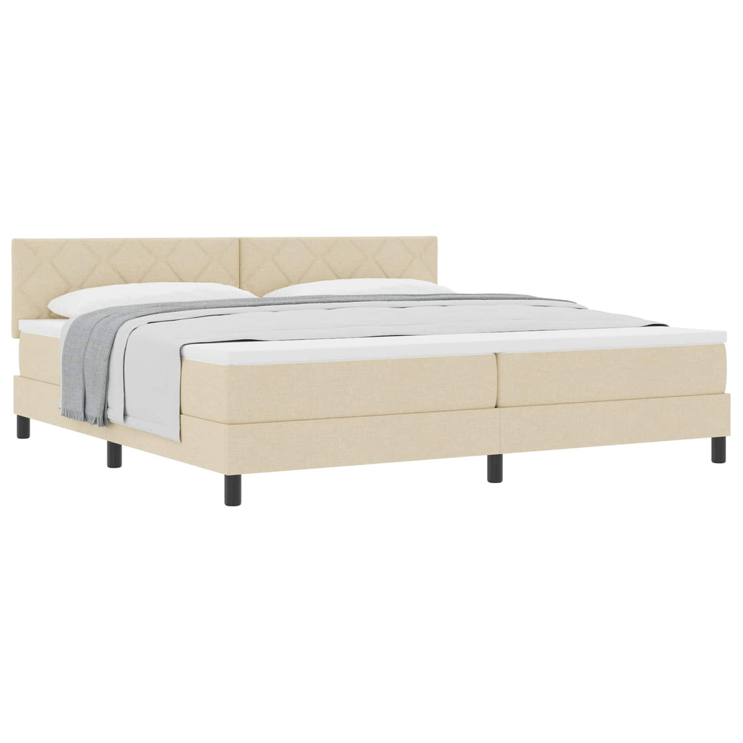 Box spring seng med hovedgærde Creme 200 x 200 cm Stof