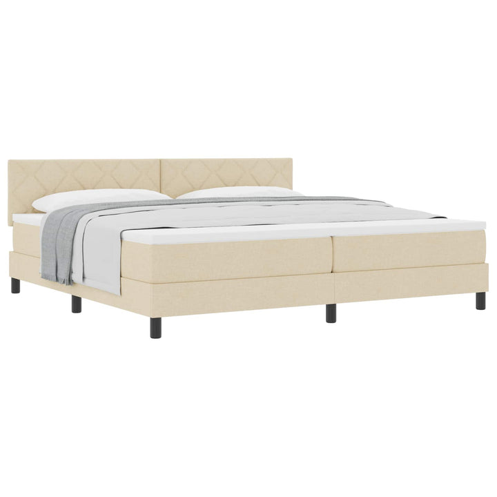 Box spring seng med hovedgærde Creme 200 x 200 cm Stof
