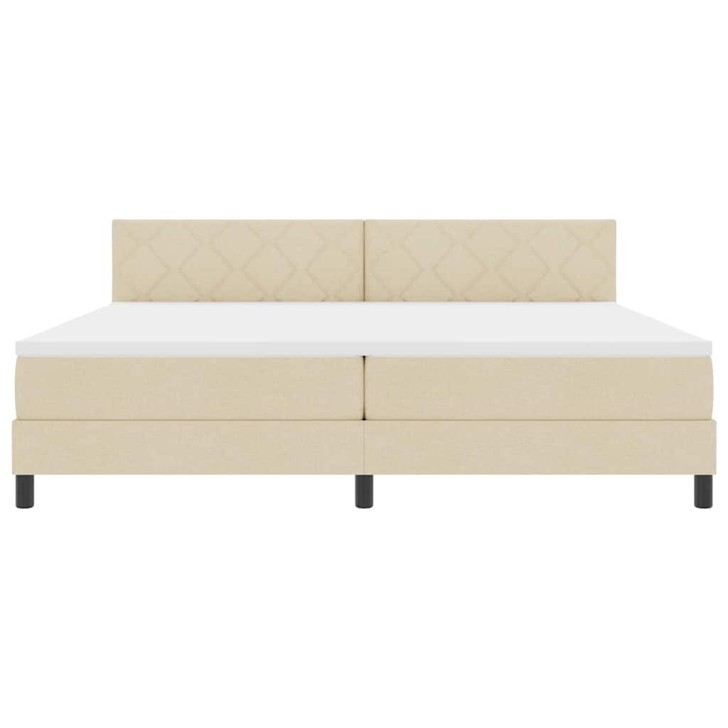 Box spring seng med hovedgærde Creme 200 x 200 cm Stof