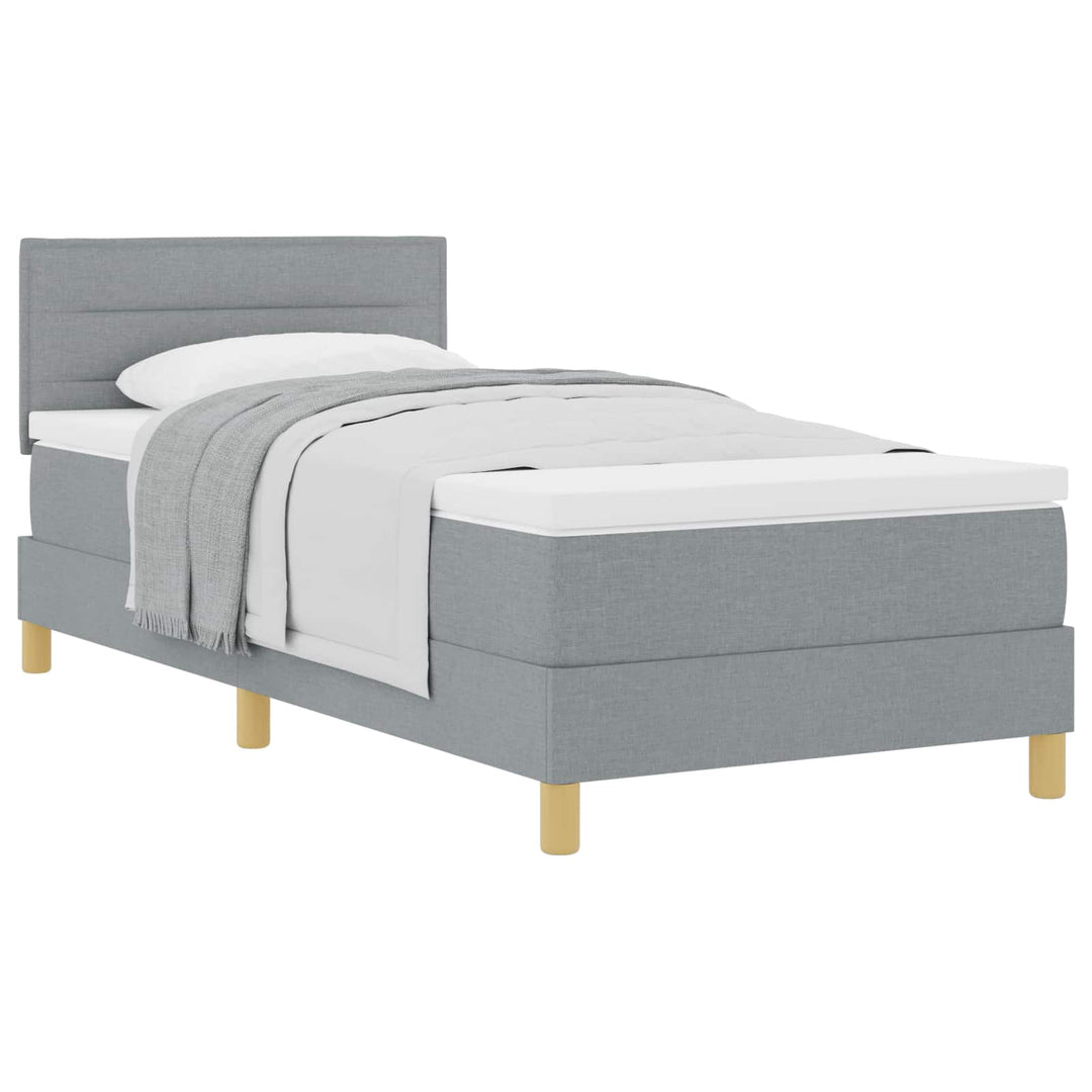 Box spring seng med pude Lysegrå 90 x 190 cm Stof